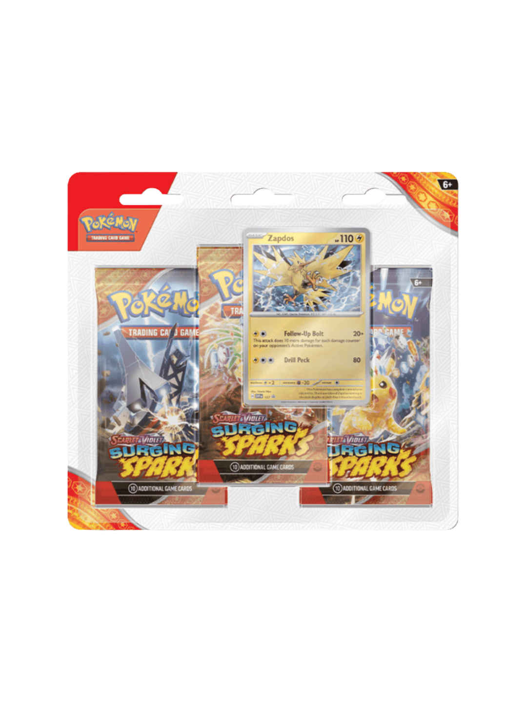 Pokemon Surging Sparks Zapdos 3-Pack Blister (English)